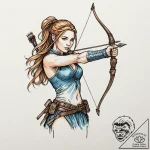 Tattoo design, a shieldmaiden drawing a bow,… – tattoo sketch (№1751590085_0, 04.07.2025 00:48) — tattoovalue.net