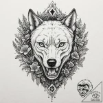 Tattoo design, a wolf’s skull, split in half,… – tattoo sketch (№1751590171_0, 04.07.2025 00:49) — tattoovalue.net