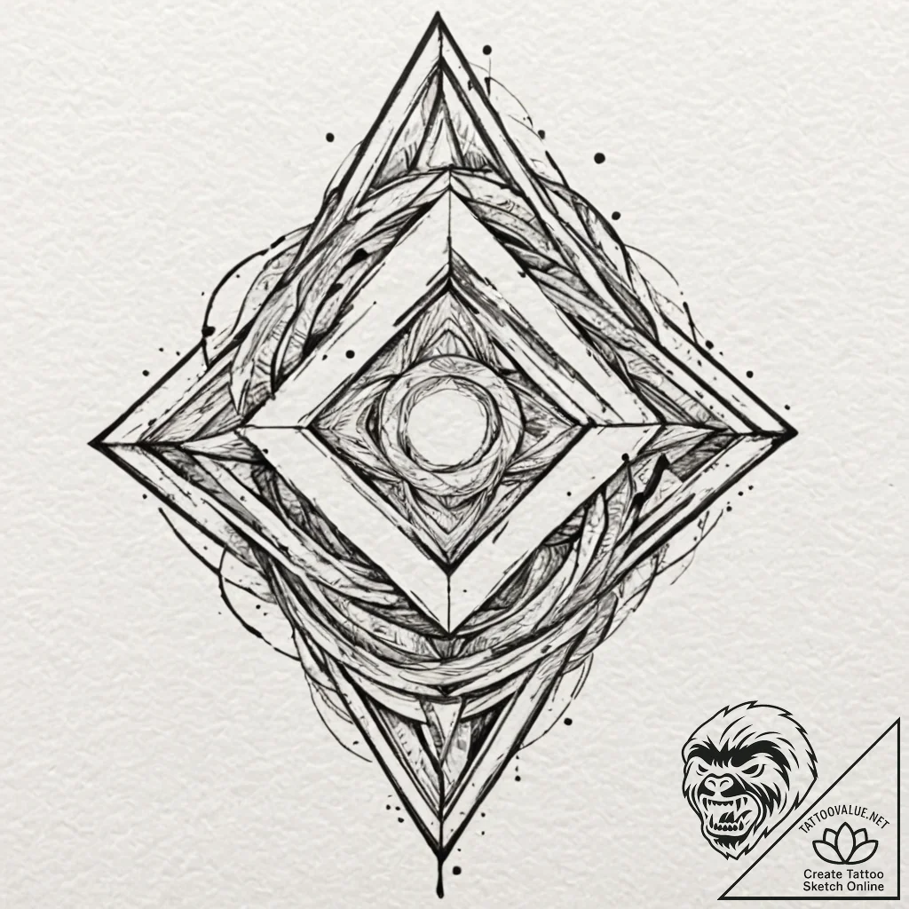 Tattoo design, a glyph made from interlocking... - tattoo sketch (№1751590985_0, 04.07.2025 01:03) — tattoovalue.net