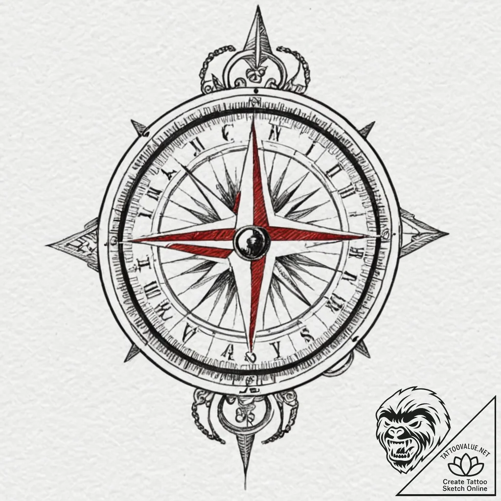 Tattoo design, an artillery compass or rangef... - tattoo sketch (№1751592627_0, 04.07.2025 01:30) — tattoovalue.net