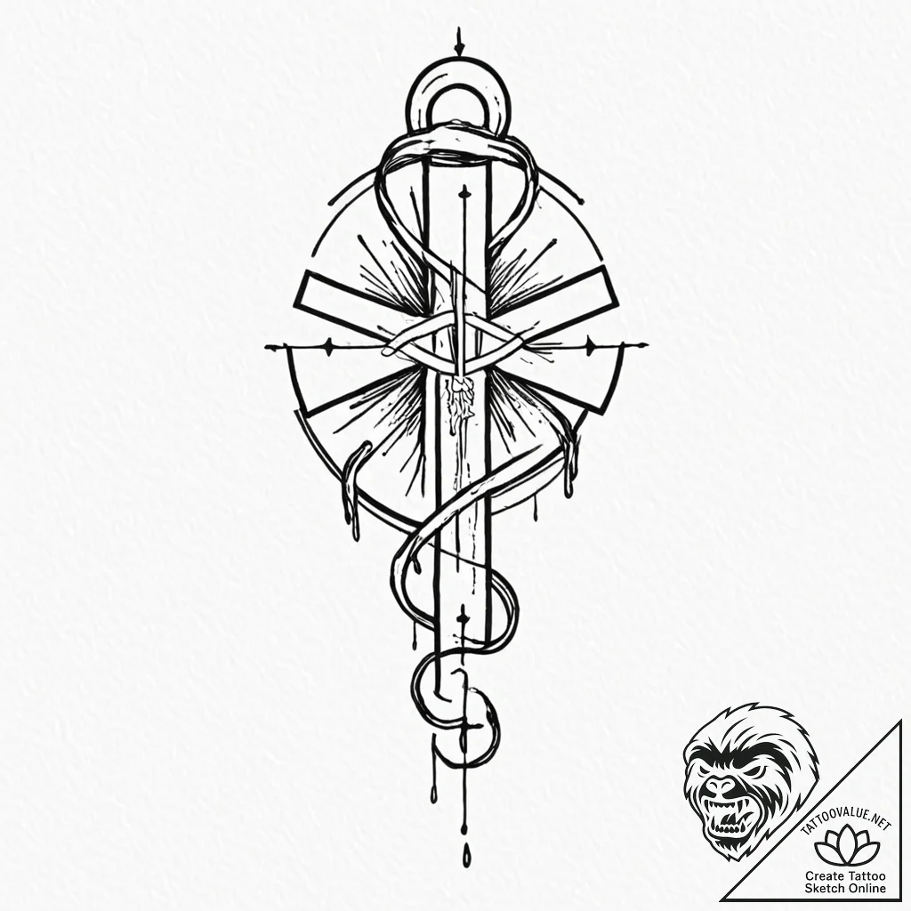 Tattoo design, a medic's cross symbol, formed... - tattoo sketch (№1751592803_0, 04.07.2025 01:33) — tattoovalue.net