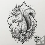 Tattoo design, ratatoskr the squirrel, as a b… – tattoo sketch (№1751593148_0, 04.07.2025 01:39) — tattoovalue.net