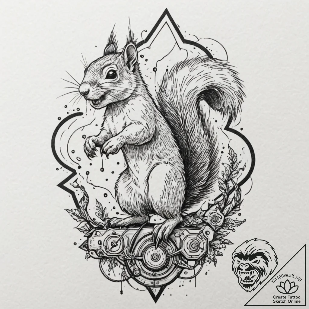 Tattoo design, ratatoskr the squirrel, as a b... - tattoo sketch (№1751593148_0, 04.07.2025 01:39) — tattoovalue.net