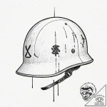 Tattoo design, a soldier’s helmet with tally… – tattoo sketch (№1751593235_0, 04.07.2025 01:40) — tattoovalue.net