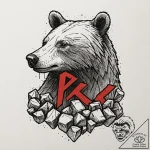 Tattoo sketch of rune-covered bear made of mo… – tattoo sketch (№1751593697_0, 04.07.2025 01:48) — tattoovalue.net