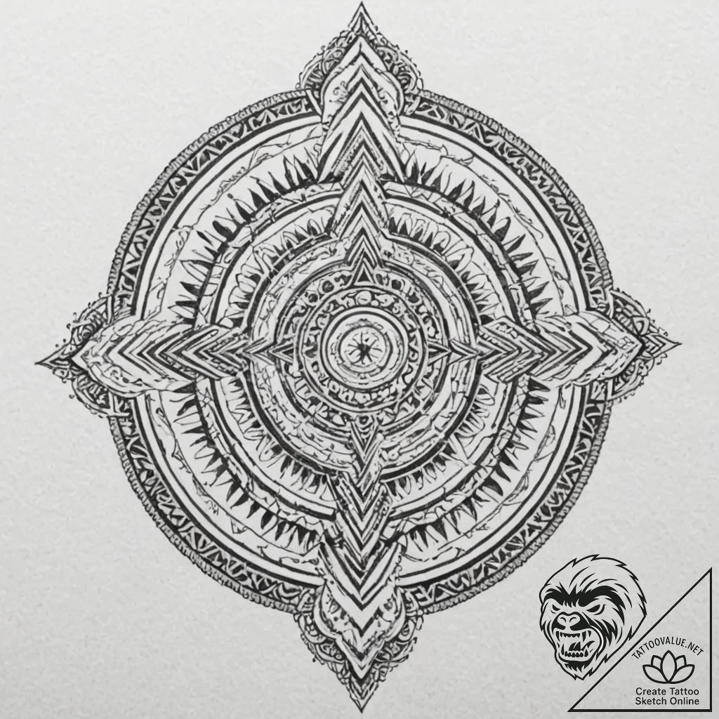Tattoo design, a viking-themed mandala, with... - tattoo sketch (№1751593853_0, 04.07.2025 01:50) — tattoovalue.net