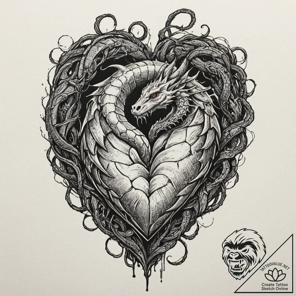 Tattoo design, jormungandr coiled around an a... - tattoo sketch (№1751594113_0, 04.07.2025 01:55) — tattoovalue.net