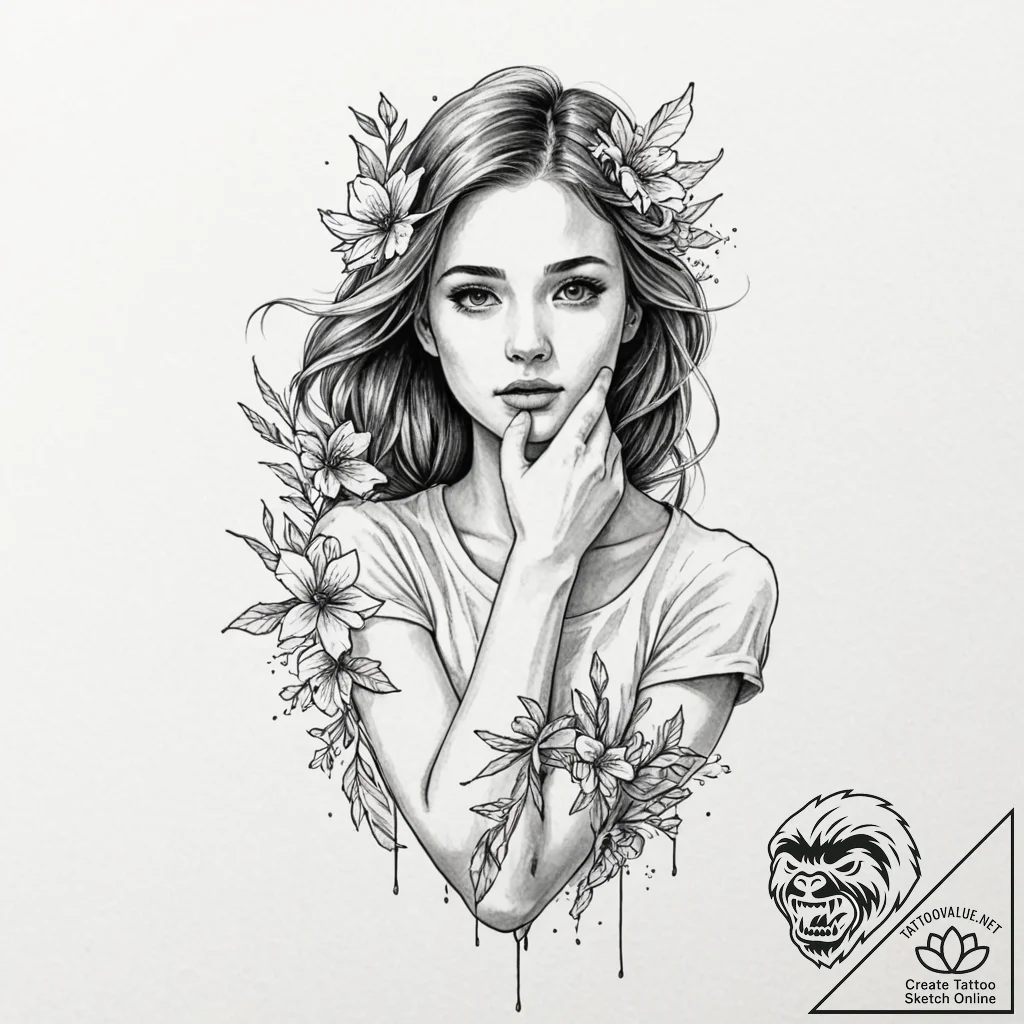 Tattoo sleeve design, memory wipe, a girl's f... - tattoo sketch (№1751594460_0, 04.07.2025 02:01) — tattoovalue.net