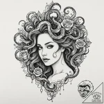 Tattoo design, a woman’s portrait, her hair i… – tattoo sketch (№1751594803_0, 04.07.2025 02:06) — tattoovalue.net