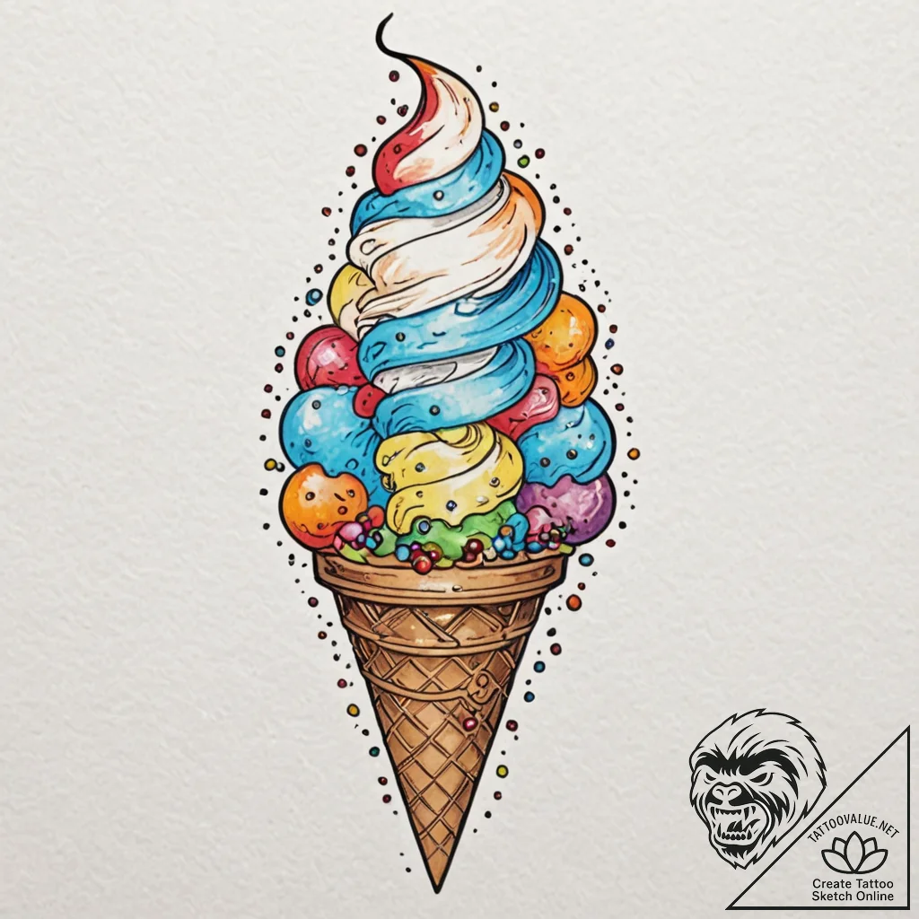 Tattoo design, handpoke style, a melting ice... - tattoo sketch (№1751594888_0, 04.07.2025 02:08) — tattoovalue.net