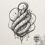 Tattoo design, abstract calligraphy, a powerf… – tattoo sketch (№1751595059_0, 04.07.2025 02:10) — tattoovalue.net