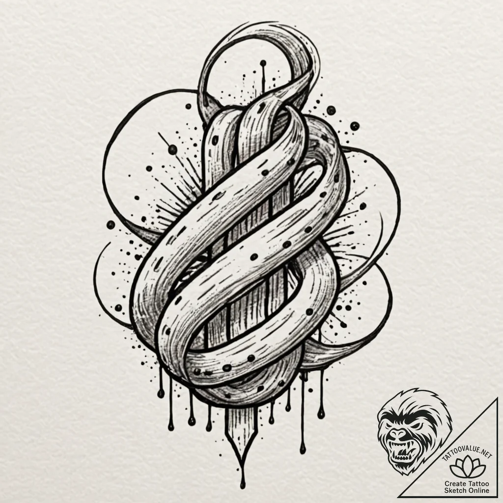 Tattoo design, abstract calligraphy, a powerf... - tattoo sketch (№1751595059_0, 04.07.2025 02:10) — tattoovalue.net