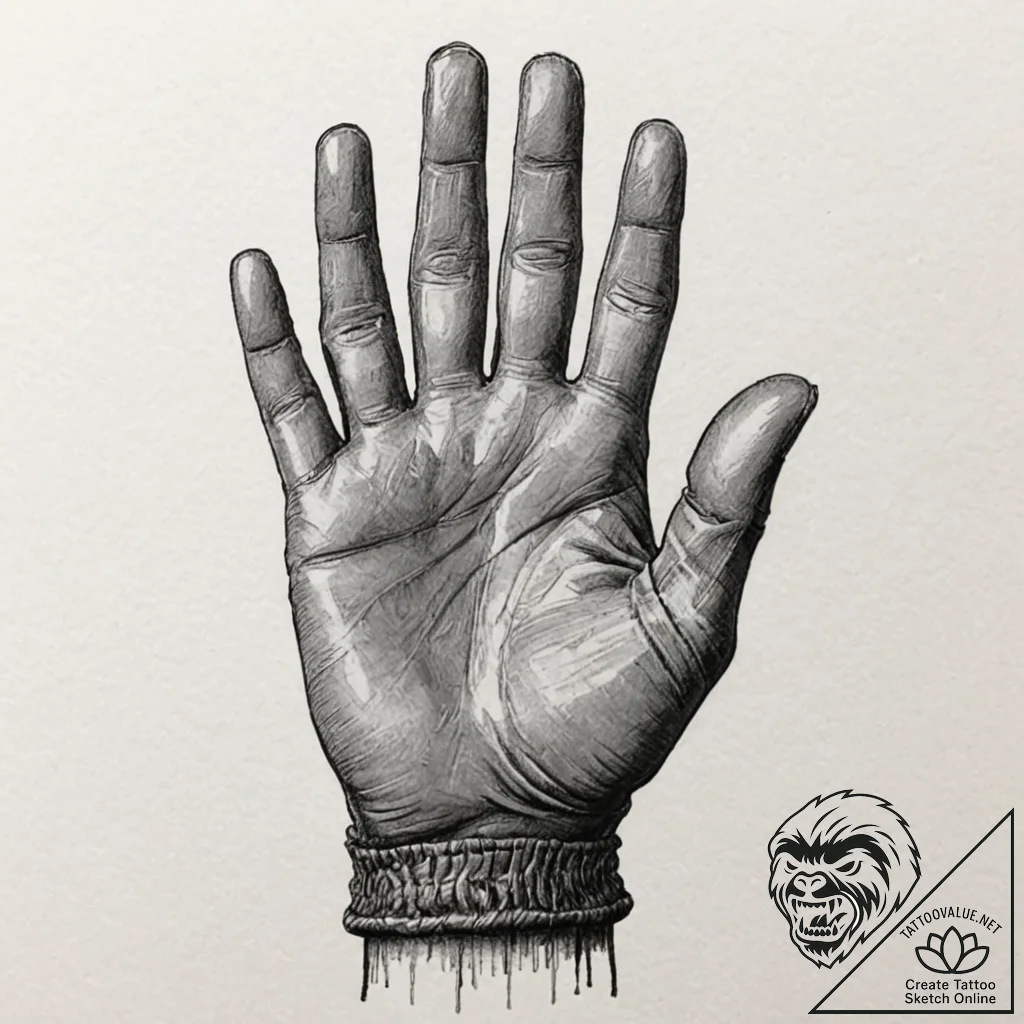 Tattoo design, a soldier's hand, gloved and w... - tattoo sketch (№1751595487_0, 04.07.2025 02:18) — tattoovalue.net