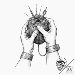 Tattoo design, an engineer’s or sapper’s hand… – tattoo sketch (№1751595916_0, 04.07.2025 02:25) — tattoovalue.net