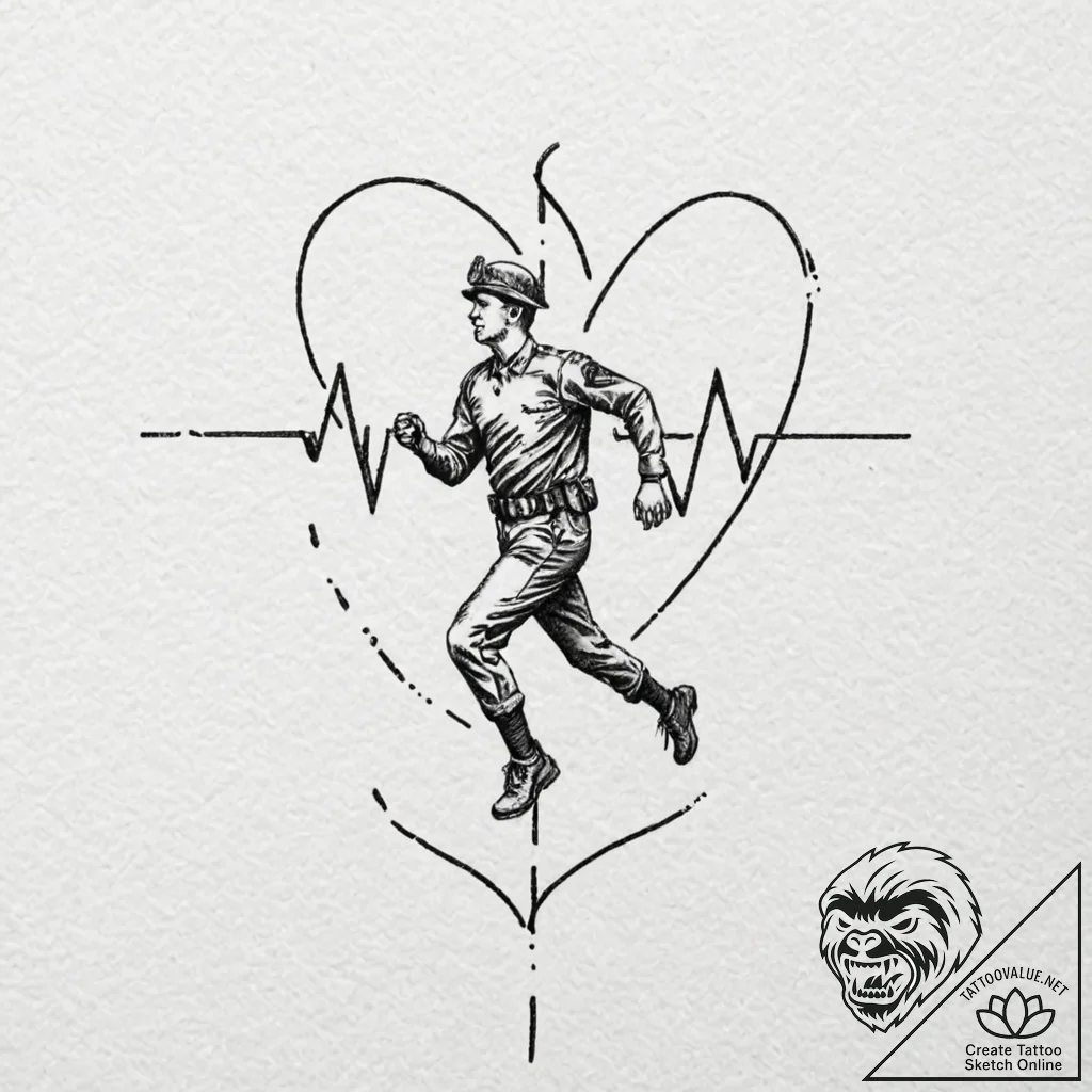 Tattoo design, a heartbeat (ecg line) that mo... - tattoo sketch (№1751596001_0, 04.07.2025 02:26) — tattoovalue.net