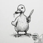 Tattoo design, a duck holding a butter knife,… – tattoo sketch (№1751596260_0, 04.07.2025 02:31) — tattoovalue.net