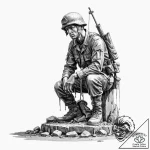 Tattoo design, a memorial statue to a soldier… – tattoo sketch (№1751596690_0, 04.07.2025 02:38) — tattoovalue.net
