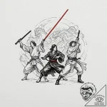Tattoo design, a battle scene from a classic… – tattoo sketch (№1751596775_0, 04.07.2025 02:39) — tattoovalue.net