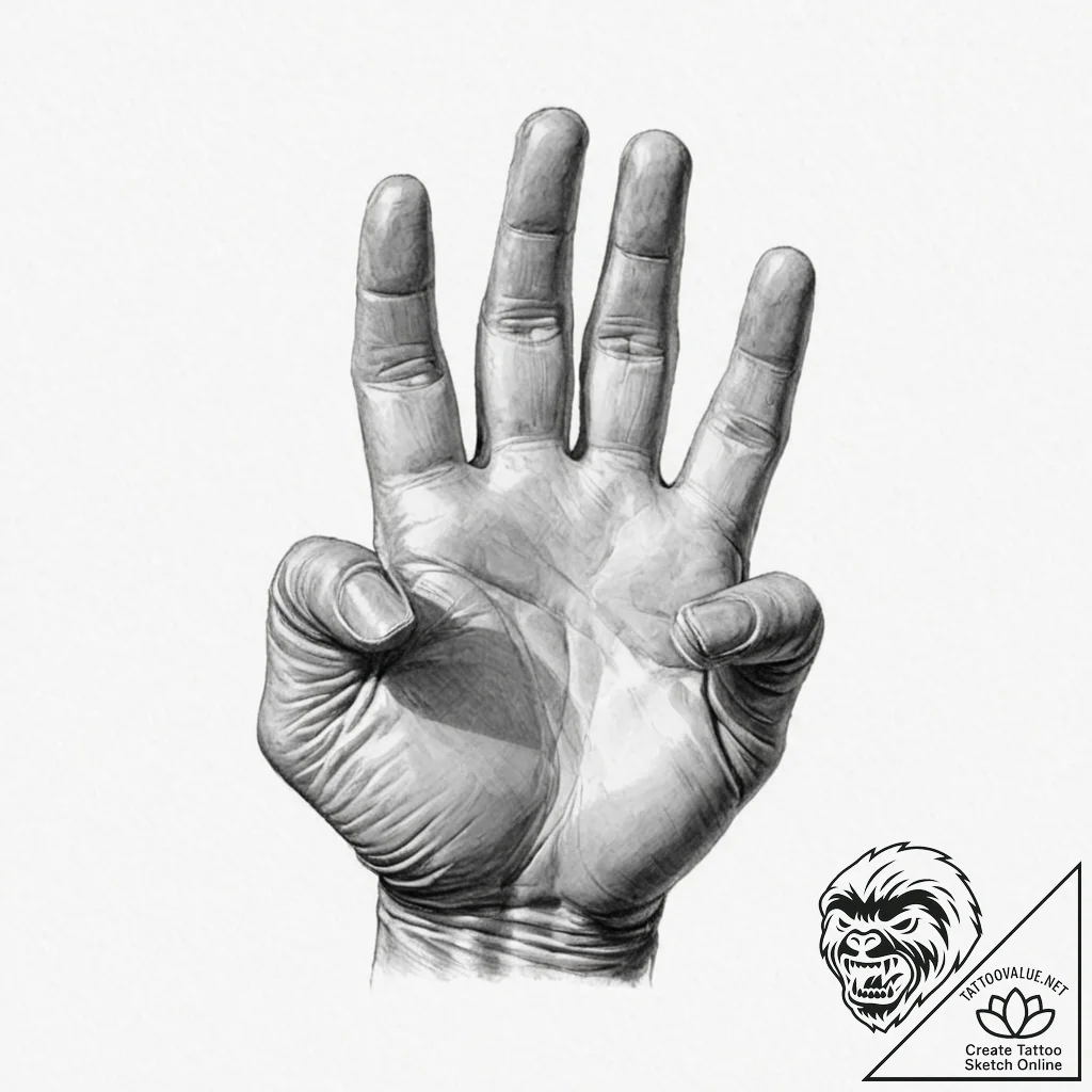 Tattoo design, a soldier's hand, gloved and w... - tattoo sketch (№1751597213_0, 04.07.2025 02:46) — tattoovalue.net