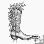 Tattoo design, a single boot, muddy and worn,… – tattoo sketch (№1751597383_0, 04.07.2025 02:49) — tattoovalue.net