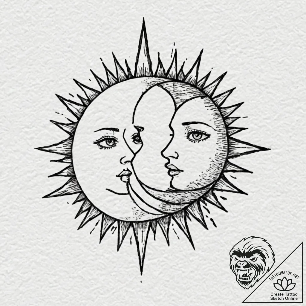 Tattoo design, handpoke style, a simple outli... - tattoo sketch (№1751597740_0, 04.07.2025 02:55) — tattoovalue.net