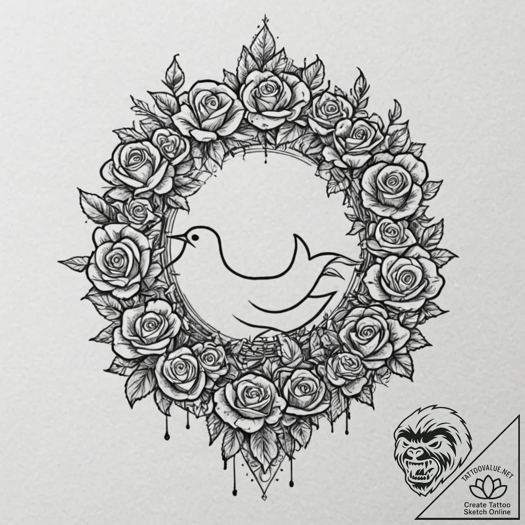 Tattoo design, a dove of peace, constructed f... - tattoo sketch (№1751598604_0, 04.07.2025 03:10) — tattoovalue.net