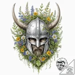 Tattoo design, a viking warrior’s helmet, ove… – tattoo sketch (№1751598689_0, 04.07.2025 03:11) — tattoovalue.net
