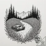 Tattoo design, a modern tank, half-buried in… – tattoo sketch (№1751599031_0, 04.07.2025 03:17) — tattoovalue.net