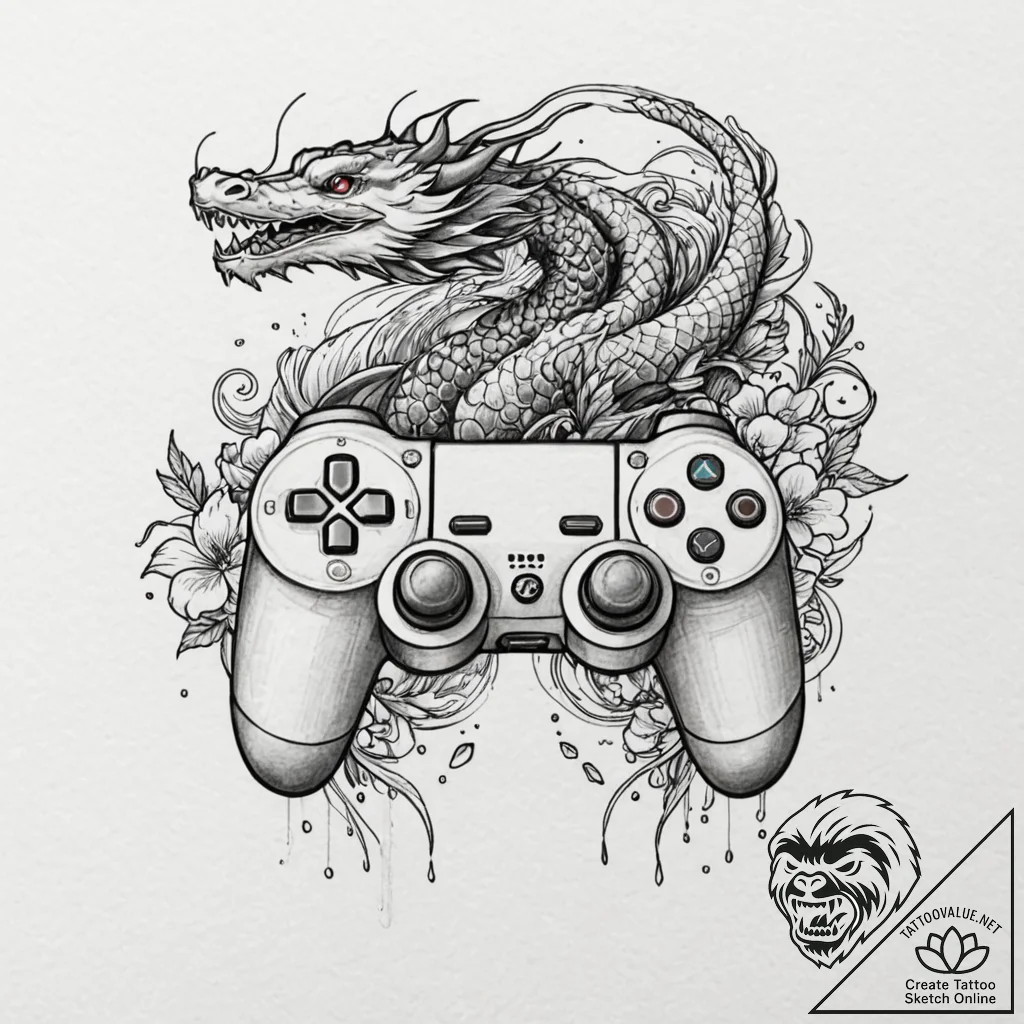 Tattoo design, the controller of a drone, joy... - tattoo sketch (№1751599118_0, 04.07.2025 03:18) — tattoovalue.net
