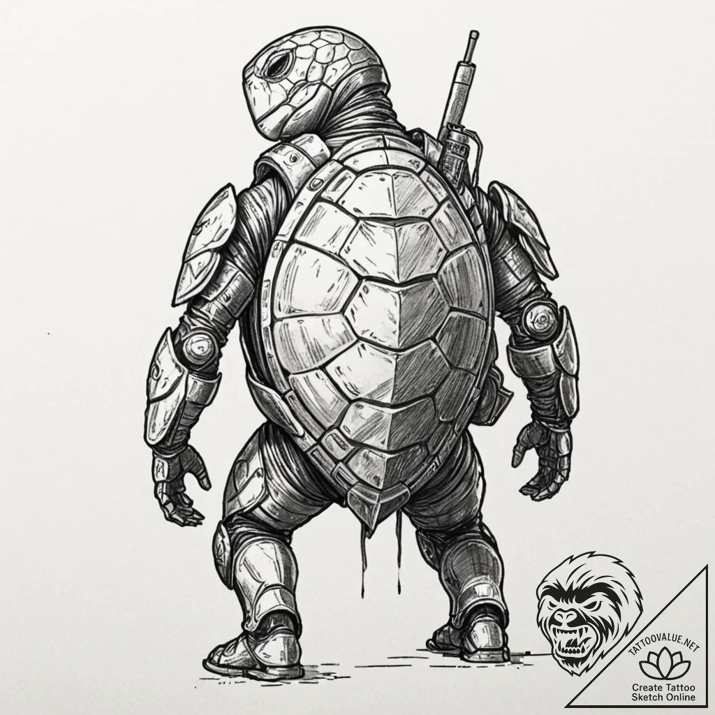 Tattoo design, a soldier's back, loaded with... - tattoo sketch (№1751599460_0, 04.07.2025 03:24) — tattoovalue.net