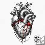 Tattoo design, anatomical heart made of wires… – tattoo sketch (№1751599890_0, 04.07.2025 03:31) — tattoovalue.net