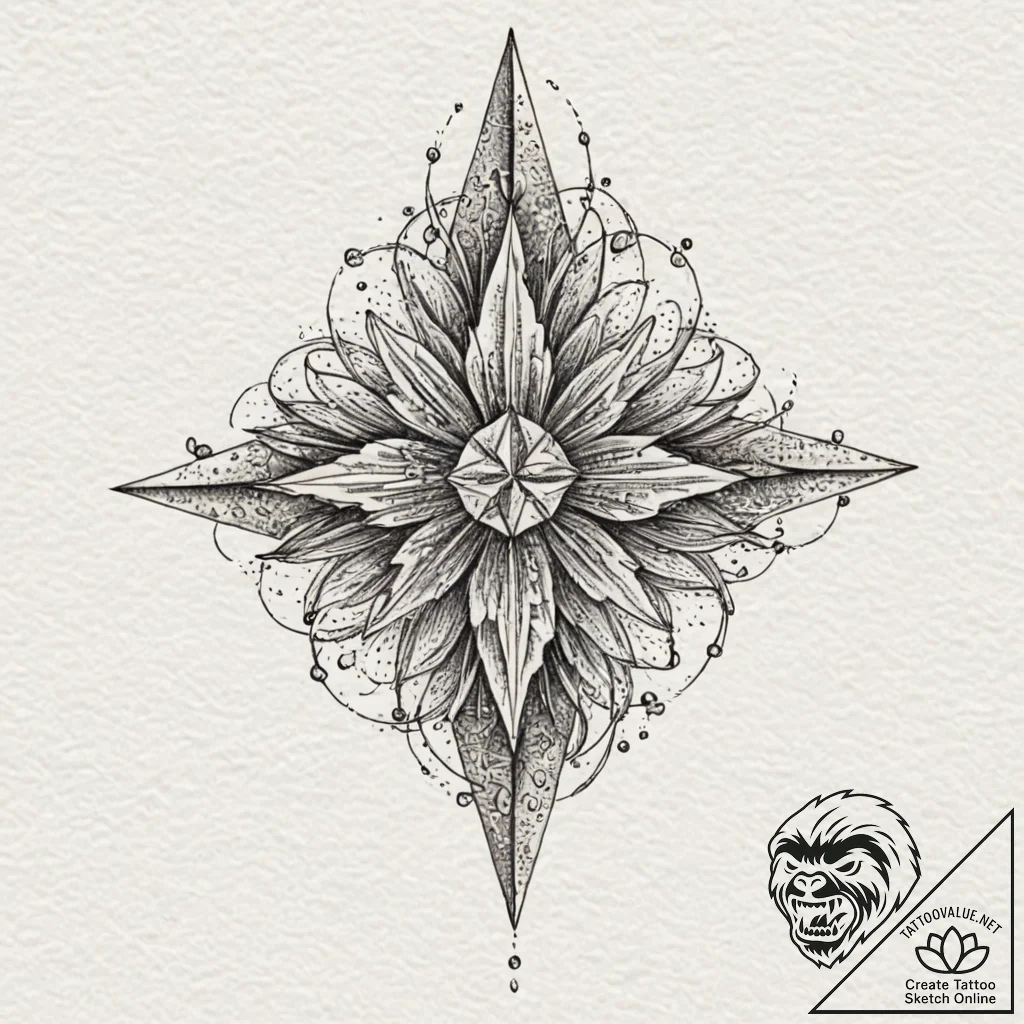 Tattoo design, a crystal formation growing ou... - tattoo sketch (№1751600413_0, 04.07.2025 03:40) — tattoovalue.net