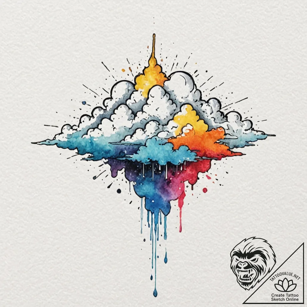 Tattoo design, handpoke style, a pixelated cl... - tattoo sketch (№1751600499_0, 04.07.2025 03:41) — tattoovalue.net
