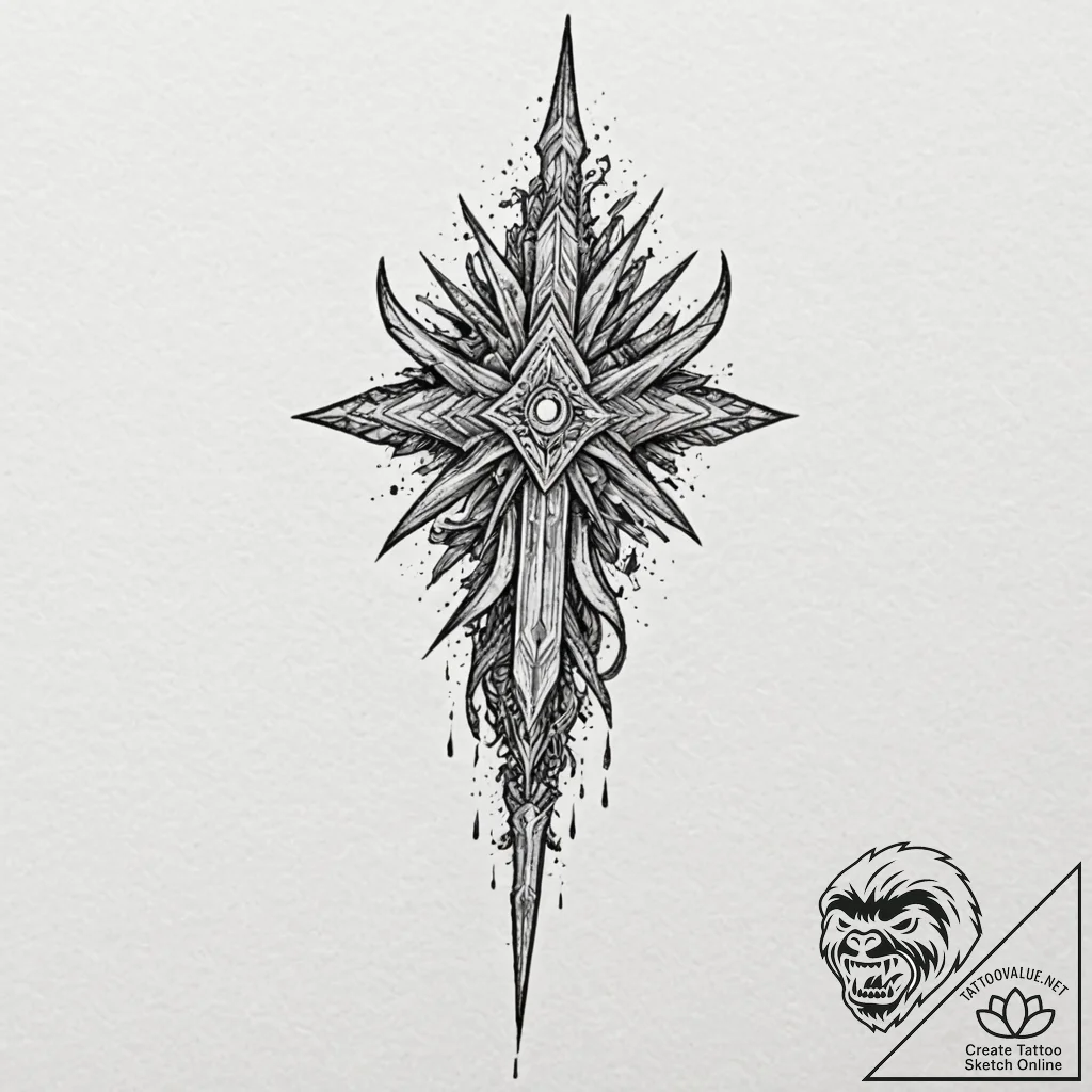 Tattoo design, gungnir, odin's spear, piercin... - tattoo sketch (№1751601185_0, 04.07.2025 03:53) — tattoovalue.net