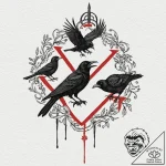 Tattoo sketch — three blind crows devouring a… – tattoo sketch (№1751601789_0, 04.07.2025 04:03) — tattoovalue.net