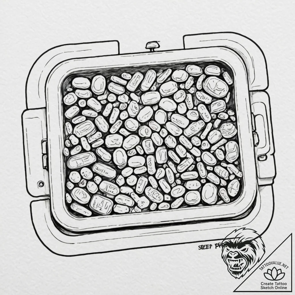 Tattoo design, a tv dinner tray, the compartm... - tattoo sketch (№1751602390_0, 04.07.2025 04:13) — tattoovalue.net