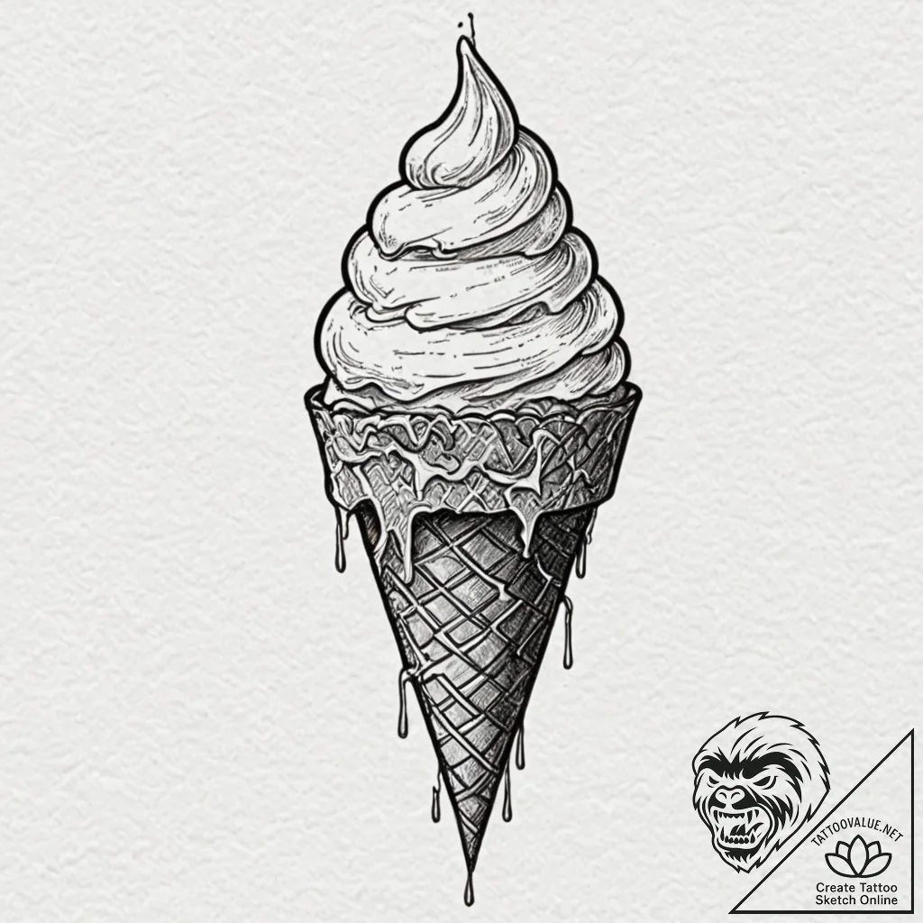 Tattoo design, handpoke style, a melting ice... - tattoo sketch (№1751602736_0, 04.07.2025 04:18) — tattoovalue.net