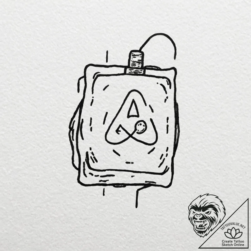 Tattoo design, handpoke style, a "low battery... - tattoo sketch (№1751603079_0, 04.07.2025 04:24) — tattoovalue.net