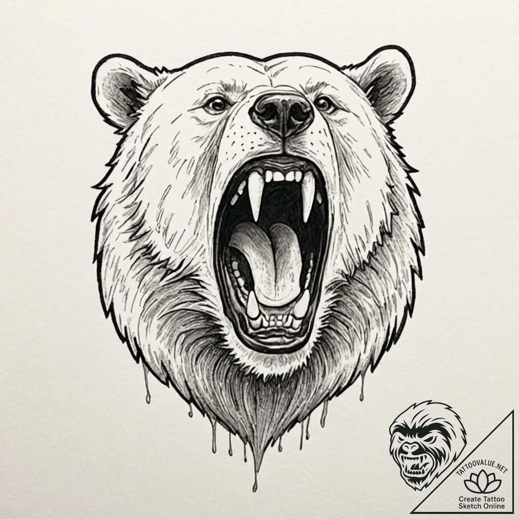 Tattoo design, a berserker's face mid-scream,... - tattoo sketch (№1751603165_0, 04.07.2025 04:26) — tattoovalue.net