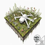 Tattoo design, a fallen drone, overgrown with… – tattoo sketch (№1751603251_0, 04.07.2025 04:27) — tattoovalue.net