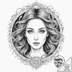 Tattoo design, a portrait of a völva (seeress… – tattoo sketch (№1751604026_0, 04.07.2025 04:40) — tattoovalue.net
