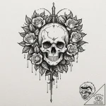 Tattoo design, a dagger piercing a heart, but… – tattoo sketch (№1751604459_0, 04.07.2025 04:47) — tattoovalue.net