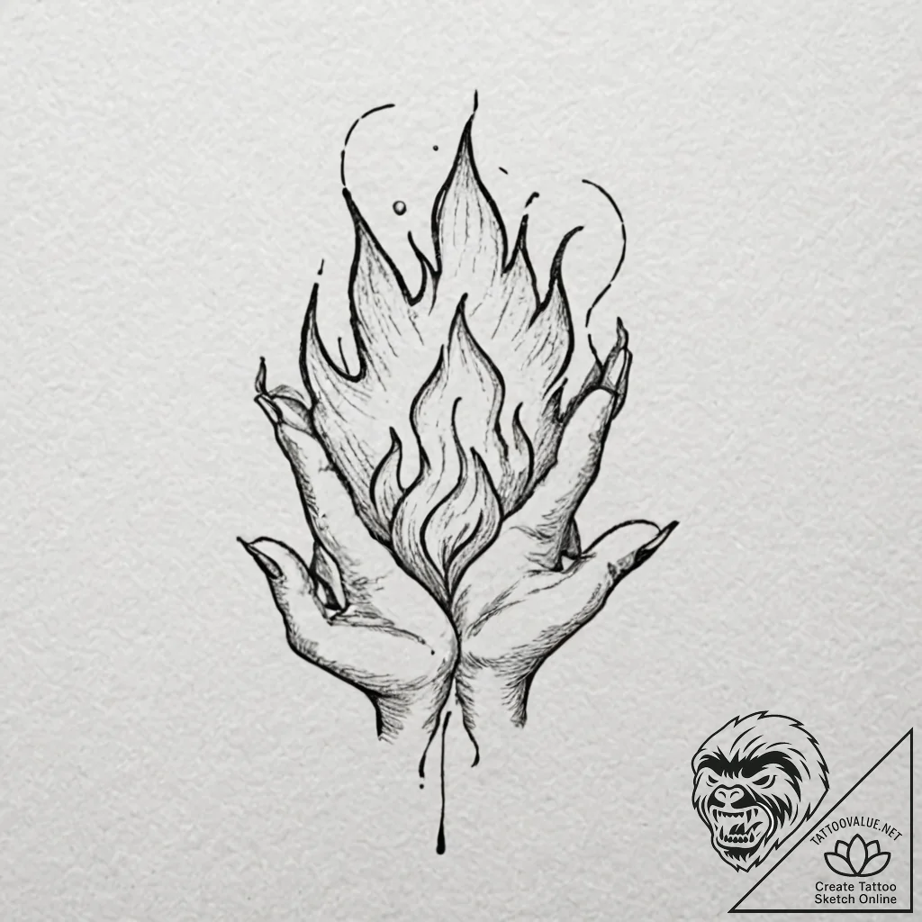 Tattoo design, handpoke style, a simple flame... - tattoo sketch (№1751604630_0, 04.07.2025 04:50) — tattoovalue.net