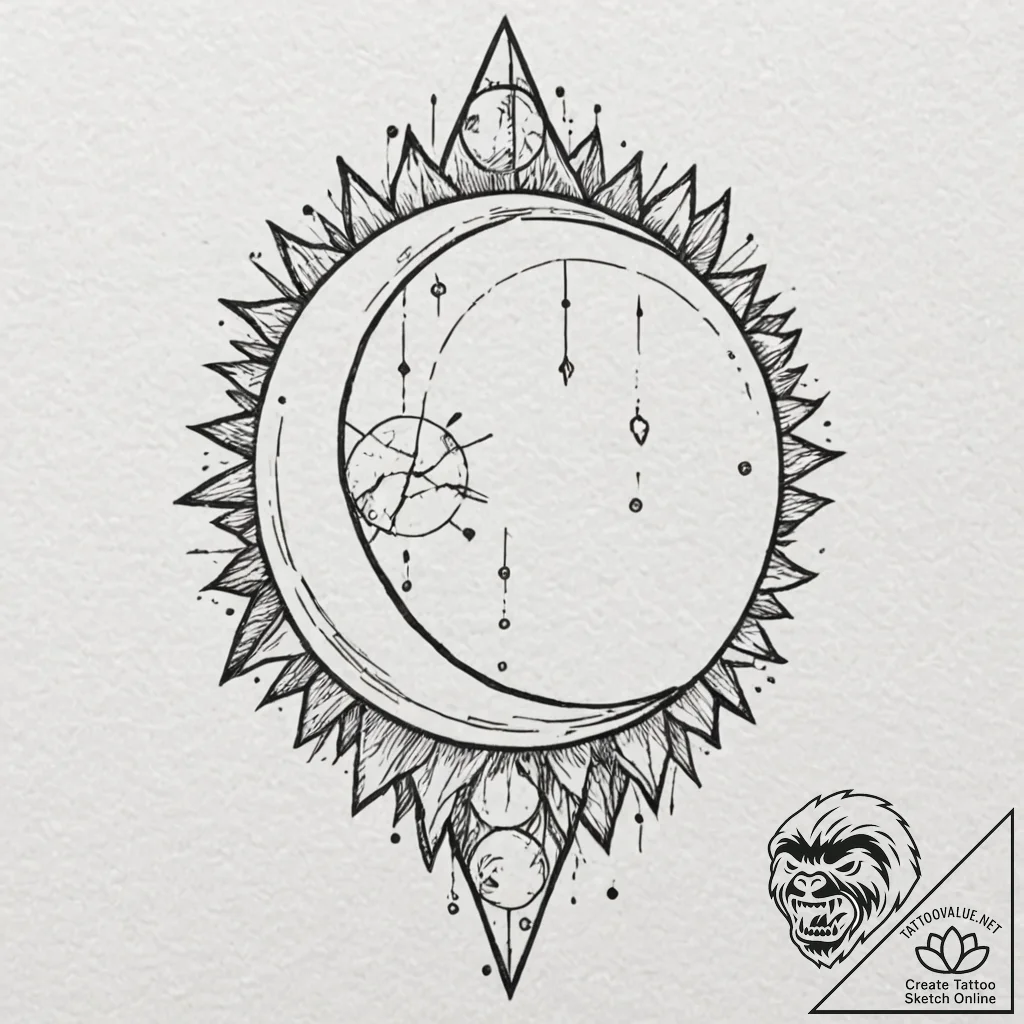 Tattoo design, a shattered mirror, each shard... - tattoo sketch (№1751604928_0, 04.07.2025 04:55) — tattoovalue.net