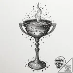 Tattoo design, a chalice or grail, from which… – tattoo sketch (№1751605332_0, 04.07.2025 05:02) — tattoovalue.net