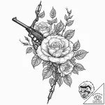 Tattoo design, a broken rifle, used as a trel… – tattoo sketch (№1751605593_0, 04.07.2025 05:06) — tattoovalue.net