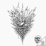 Tattoo design, a missile breaking apart into… – tattoo sketch (№1751605676_0, 04.07.2025 05:07) — tattoovalue.net