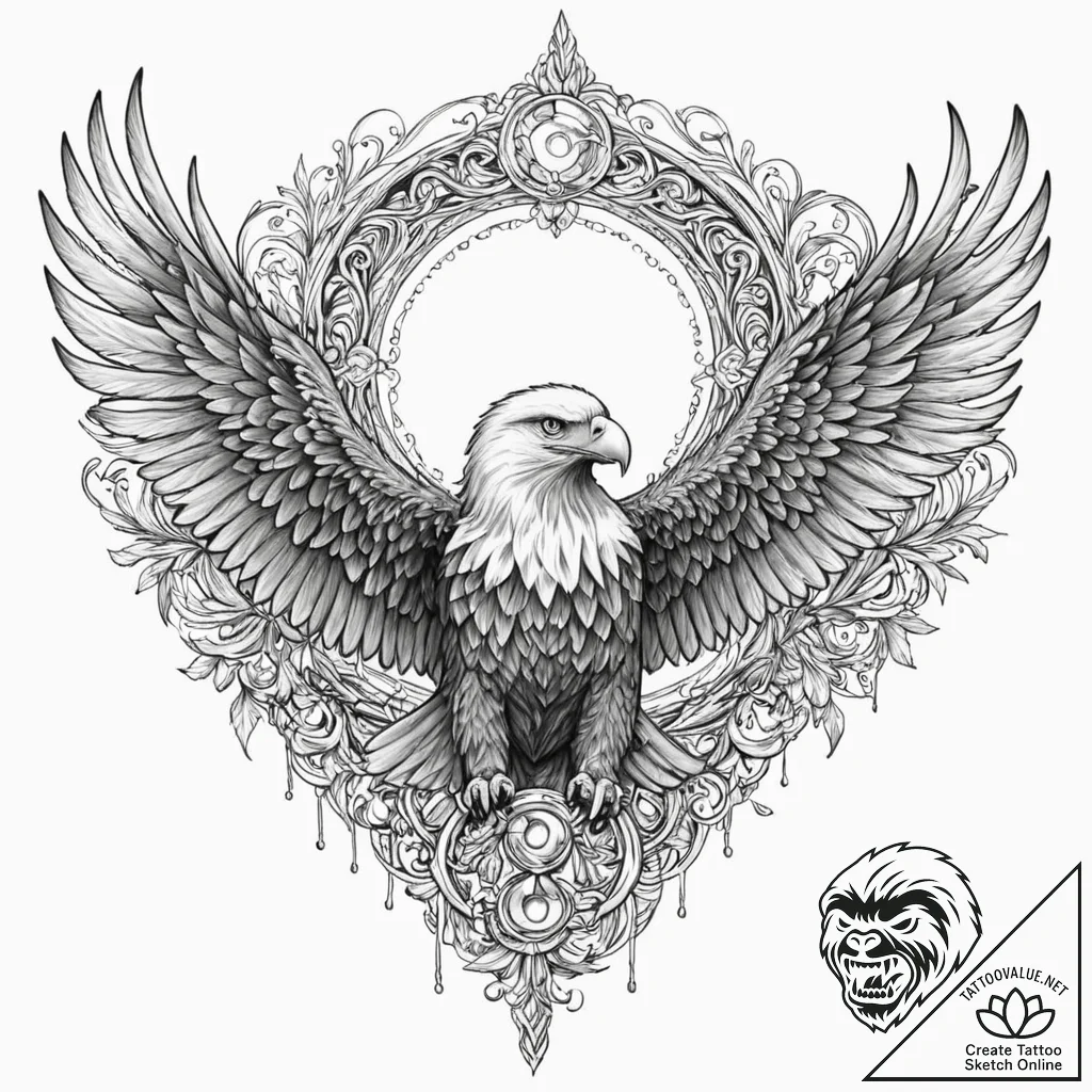 Tattoo design, the great eagle hraesvelgr at... - tattoo sketch (№1751605858_0, 04.07.2025 05:10) — tattoovalue.net