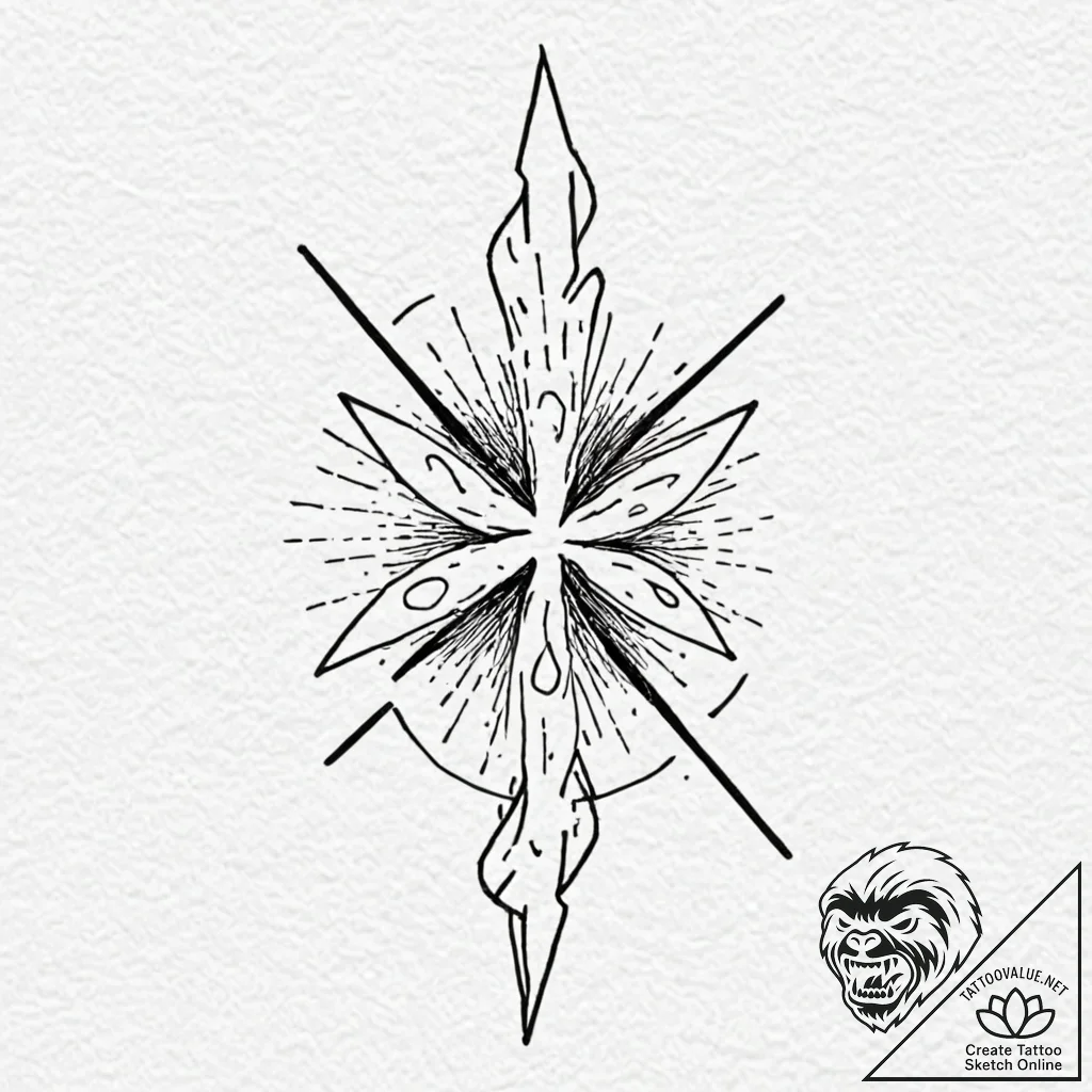Tattoo design, handpoke style, a messy asteri... - tattoo sketch (№1751605944_0, 04.07.2025 05:12) — tattoovalue.net