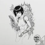 (aesthetic of ghost in the shell, akira, blam… – tattoo sketch (№1751606383_0, 04.07.2025 05:19) — tattoovalue.net